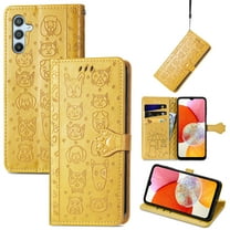 Lovely Animal Pattern Wallet Flip Case for Samsung Galaxy A36 5G, PU Leather Magnetic Closure Card Holder Lanyard Kickstand Phone Cover for Samsung Galaxy A36 5G, Yellow