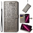 thumbnail image 1 of Lovely Animal Pattern Wallet Flip Case for iPhone 16, PU Leather Magnetic Closure Card Holder Lanyard Kickstand Phone Cover for iPhone 16, Gray, 1 of 5