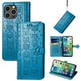 thumbnail image 1 of Lovely Animal Pattern Wallet Flip Case for iPhone 16 Pro Max, PU Leather Magnetic Closure Card Holder Lanyard Kickstand Phone Cover for iPhone 16 Pro Max, Blue, 1 of 5