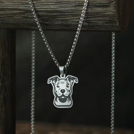 Lovely Animal Pitbull Pendant Necklace For Women Men Vintage Jewelry Stainless Steel Choker Necklace