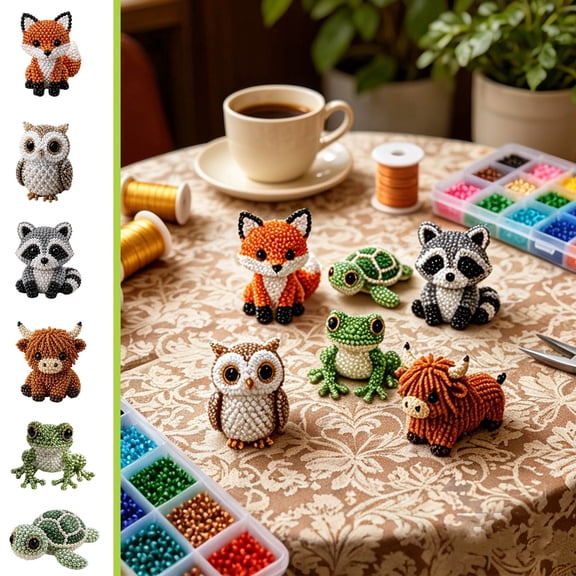 Lovely Animal Shaped Beading DIY Material Kit, Equipped with Rich Color Beads and Detailed Guide Book, Interesting Handmade Jewelry Craft Set for Teenagers and Adults Leisure Creation