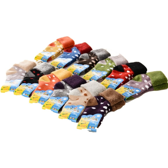 Lovely Annie 2 Pairs Thick & Warm Children's Wool Socks for Kids Perfect as Winter Snow Sock and All Seasons Size 12M-36M (Random Color) BOY