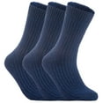 thumbnail image 1 of Lovely Annie 3 Pairs High-Performance Men's Wool Crew Socks Moisture Wicking Socks Perfect for Athletic Biking on Winter & Cold Weather Size 6-9(Navy Blue), 1 of 4