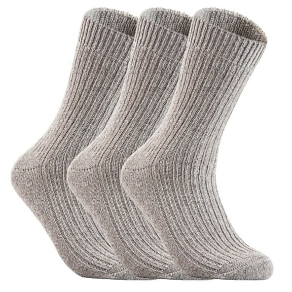 Lovely Annie 3 Pairs High-Performance Men's Wool Crew Socks Moisture Wicking Socks Perfect for Athletic Biking on Winter & Cold Weather Size 6-9(Light Gray)