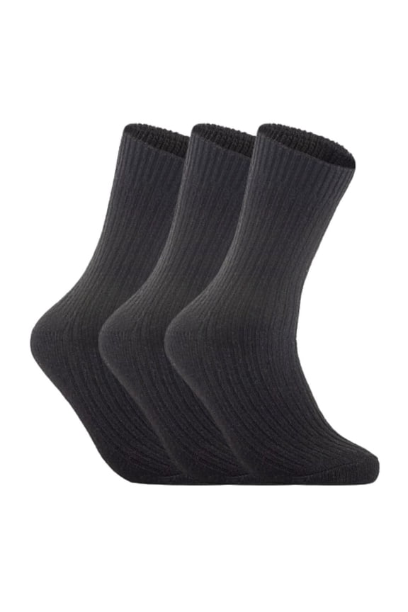 3 Pairs High-Performance Men's Wool Crew Socks Moisture Wicking Socks Perfect for Athletic Biking on Winter & Cold Weather Size 6-9Black