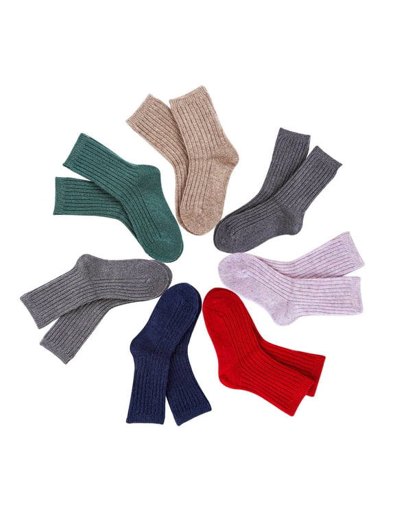 4 Pairs Thick & Warm Children's Wool Socks for Kids Perfect as Winter Snow Sock and All Seasons Size 6M-2Y Boy Random Color