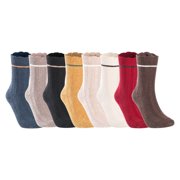 Lovely Annie 5 Pairs Gorgeous Comfy Super Comfortable Women Wool Crew Socks. Strong, Soft with Unique Designs L1853 Size 5-11 5P5C-Assorted
