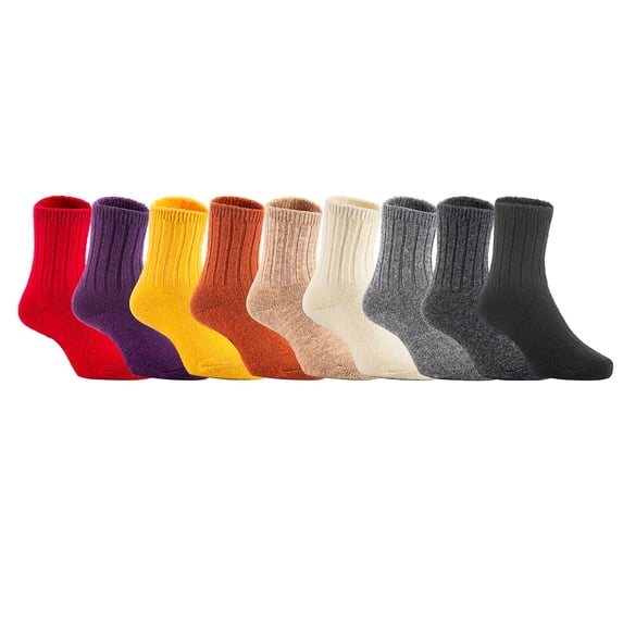 Lovely Annie 6 Pairs Children Wool Crew Socks FS01 Size 4Y-6Y L Random Boy Color