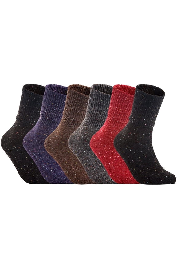 6 Pairs Stylish, Cozy, Thick & Warm Women's Knee High Wool Socks for Winter & All Seasons HR1412 Size 6-9 (Random Colors)