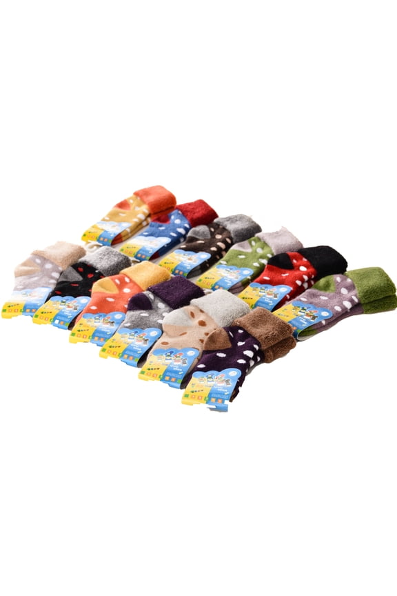 8 Pairs Thick & Warm Children's Wool Socks for Kids Perfect as Winter Snow Sock and All Seasons Size S 12M-36M Random Color GIRL