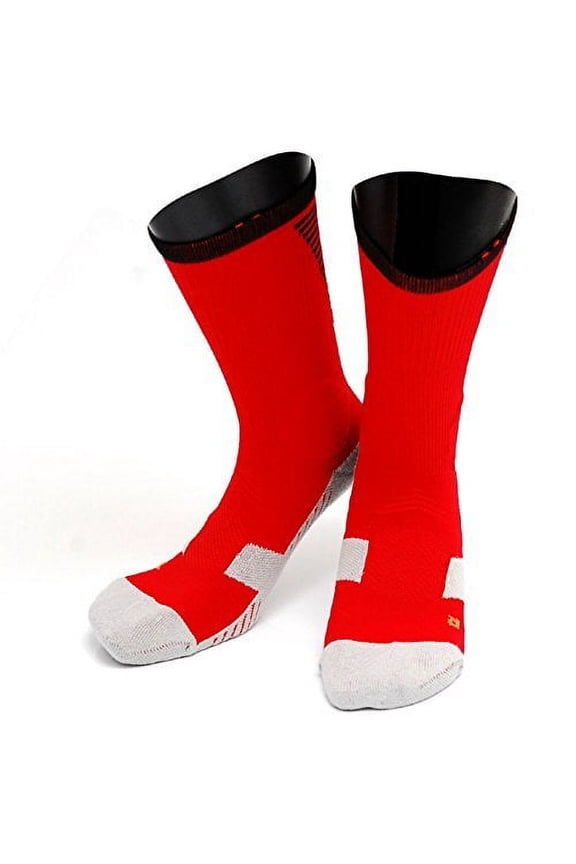 Big Boy's 1 Pair High Crew Athletic Sports Socks Size L/XL XL0028-04Red w/Black Strip