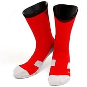 Lovely Annie Big Girls 1 Pair High Crew Athletic Sports Socks Size L/XL XL0028-04Red w/ Black Strip