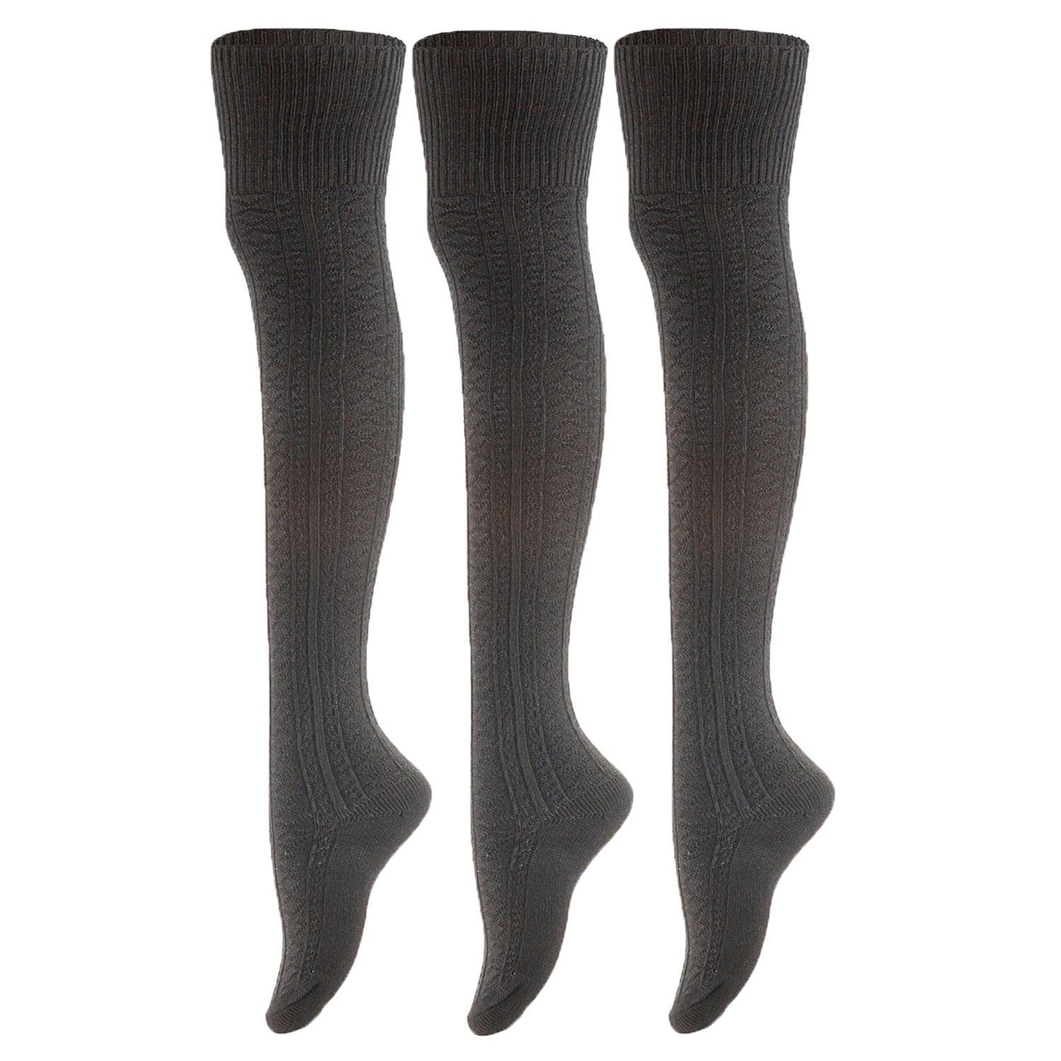 Lovely Annie Big Girl's 3 Pairs Exquisite Thigh High Cotton Socks A1025 ...