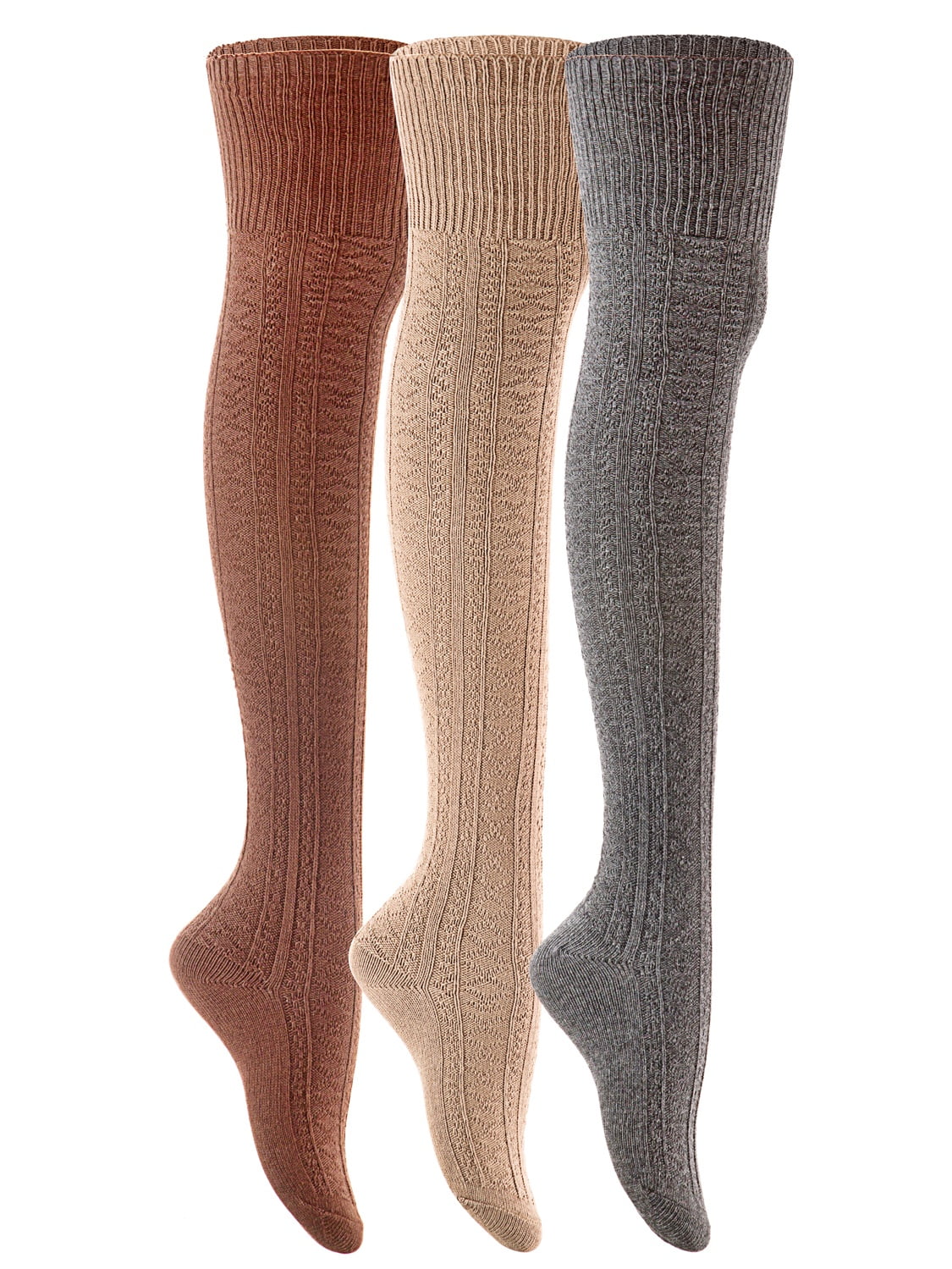 Lovely Annie Big Girl's 3 Pairs Fashion Thigh High Cotton Socks Over ...