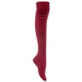 thumbnail image 1 of Lovely Annie Big Girl's 3 Pairs Fashion Thigh High Cotton Socks Over the Knee High Leg Wamers A2JMYP1025 Size L/XL(Wine), 1 of 4