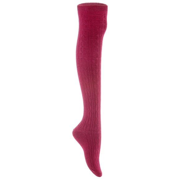Lovely Annie Big Girl's 4 Pairs Over Knee High Thigh High Cotton Socks A2JMYP1024 Size L/XL(Wine)