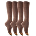 thumbnail image 1 of Lovely Annie Big Girl's 4 Pairs Pack Knee-High Cotton Boot Socks H158212 Size L/XL(Coffee), 1 of 2