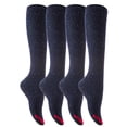 thumbnail image 1 of Lovely Annie Big Girl's 4 Pairs Pack Knee-High Cotton Boot Socks H158212 Size L/XL(Navy), 1 of 4
