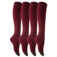 thumbnail image 1 of Lovely Annie Big Girl's 4 Pairs Pack Knee-High Cotton Boot Socks H158212 Size L/XL(Wine), 1 of 2