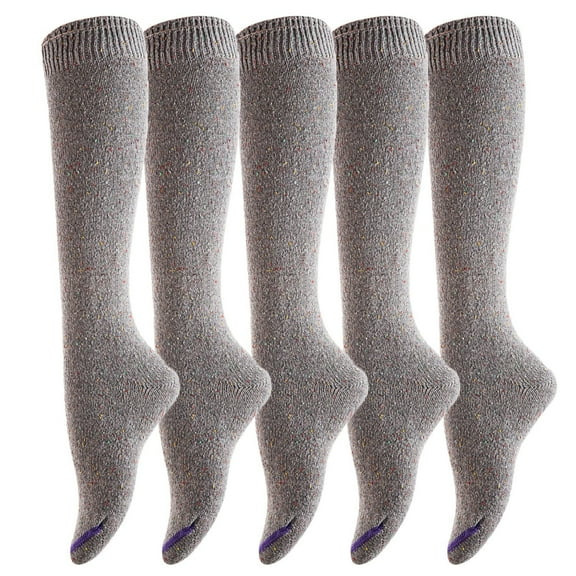 Lovely Annie Big Girl's 5 Pairs Pack Knee High Cotton Boot Socks LA158212 Size L/XL(Grey)