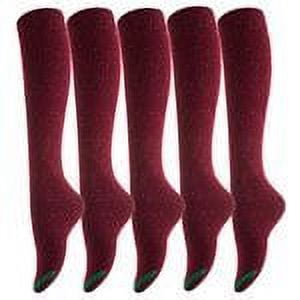 Lovely Annie Big Girl's 5 Pairs Pack Knee High Cotton Boot Socks LA158212 Size L/XL(Wine)