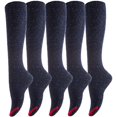 thumbnail image 1 of Lovely Annie Big Girl's 5 Pairs Pack Knee High Cotton Boot Socks LA158212 Size L/XL(Navy), 1 of 1