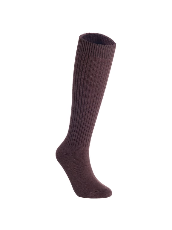 Big Girl's & Women's 1 Pairs Knee High Wool Socks | Comfy, Cozy and Fancy Leg Warmer Stockings AFS05 Size L/XL(Brown)