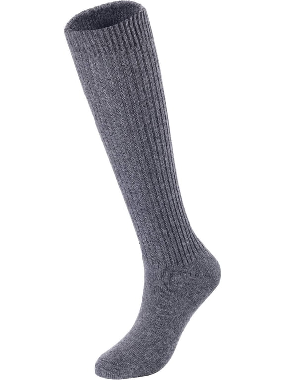 Big Girl's & Women's 1 Pairs Knee High Wool Socks | Comfy, Cozy and Fancy Leg Warmer Stockings AFS05 Size L/XL(Grey)
