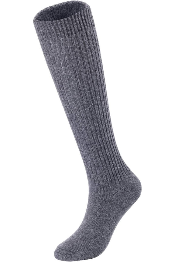 Big Girl's & Women's 1 Pairs Knee High Wool Socks | Comfy, Cozy and Fancy Leg Warmer Stockings AFS05 Size L/XL(Grey)
