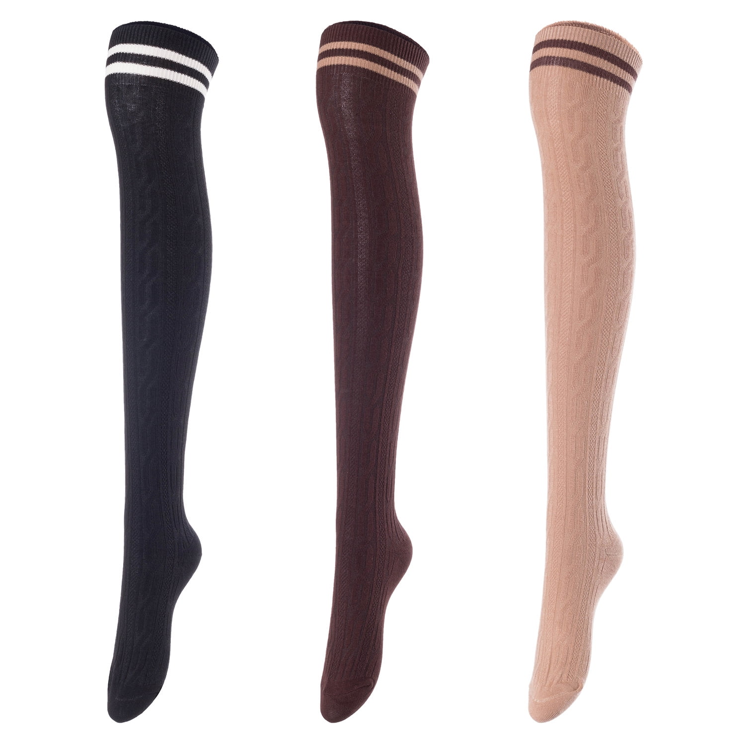 Lovely Annie Big Girl's Women's 3 Pairs Over Knee High Thigh High ...