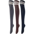 thumbnail image 1 of Lovely Annie Big Girl's Women's 3 Pairs Incredible Durable Super Soft Unique Over Knee High Thigh High Cotton Socks Size 6-9 A1022(DG,Cofe,Navy), 1 of 4