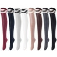 thumbnail image 1 of Lovely Annie Big Girl's Women's 3 Pairs Incredible Durable Super Soft Unique Over Knee High Thigh High Cotton Socks Size 6-9 A1022(Random), 1 of 4