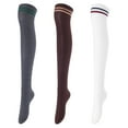 thumbnail image 1 of Lovely Annie Big Girl's Women's 3 Pairs Over Knee High Thigh High Cotton Boot Socks Size 6-9(Dark Grey, Coffee, White) L1023-3c7, 1 of 9