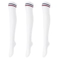 thumbnail image 1 of Lovely Annie Big Girl's Women's 3 Pairs Over Knee High Thigh High Cotton Boot Socks Size 6-9(White) 3p1c5, 1 of 6