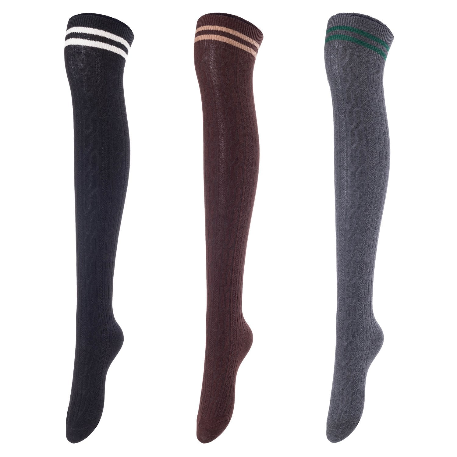 Lovely Annie Big Girl's Women's 3 Pairs Over Knee High Thigh High ...