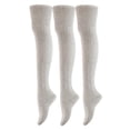 thumbnail image 1 of Lovely Annie Big Girl's Women's 3 Pairs Remarkable, Colorful & Fancy Thigh High Cotton Socks A1025 Size 2-6Grey, 1 of 4