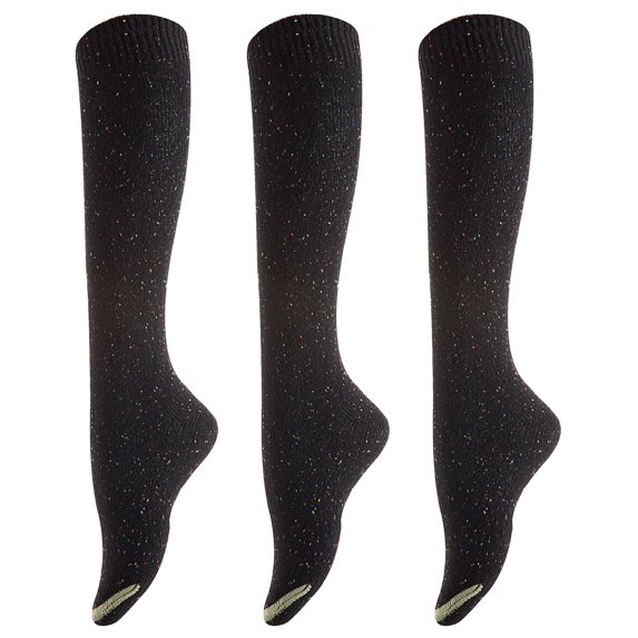 Lovely Annie Big Girls Women's 3 Pairs Cute High Knee Cotton Socks, Cozy Fluffy Fancy with a Wide Color and Size Range Size 6-9 L158212-3p(Black)