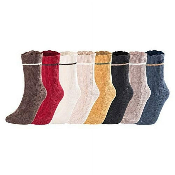 Lovely Annie Big Girls Women's Wool Crew Socks with Unique Designs L1853 Size 5-11