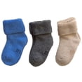 thumbnail image 1 of Lovely Annie Children's 3 Pairs Pack Socks Plain Color 0M-6M (Blue, Gray, Beige), 1 of 2