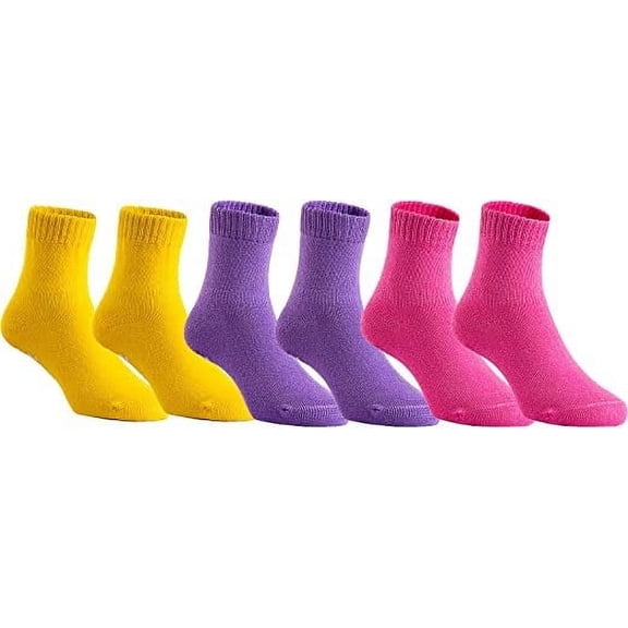 Lovely Annie Children's 6 Pairs Superior Quality Cotton Socks - Fascinating and Refined Crew Socks - Perfect for Sports Size 1Y-3Y Girl Color