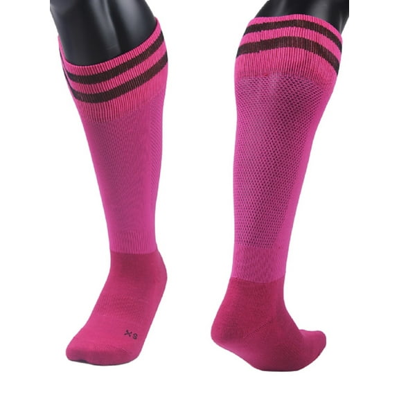 Lovely Annie Girls' 1 Pair Knee High Sports Socks for Baseball/Soccer/Lacrosse 003 XXS(Rose)
