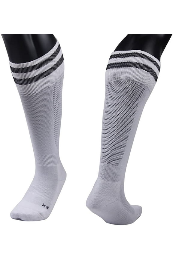 Mens 2 Pairs Knee High Sports Socks for Baseball/Soccer/Lacrosse 003 MWhite
