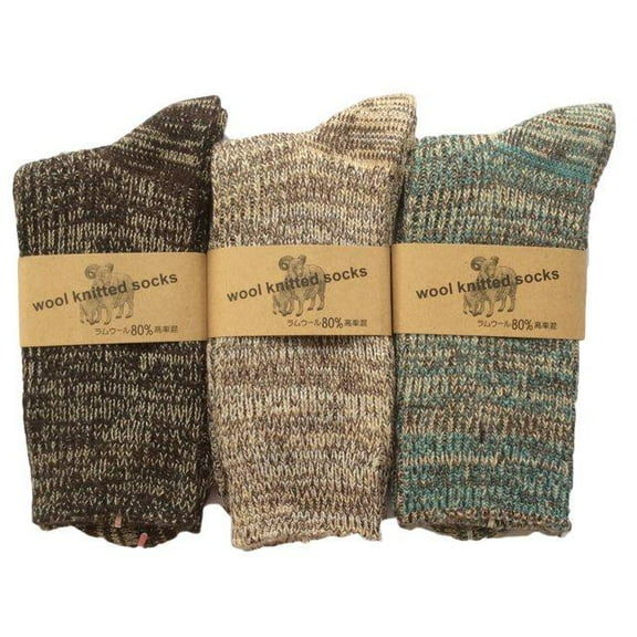 Lovely Annie Men's 3 Pairs High Performance, Breathable, Lightweight Wool Crew Socks as Hiking & Running Socks Mixed Color Size 8-10