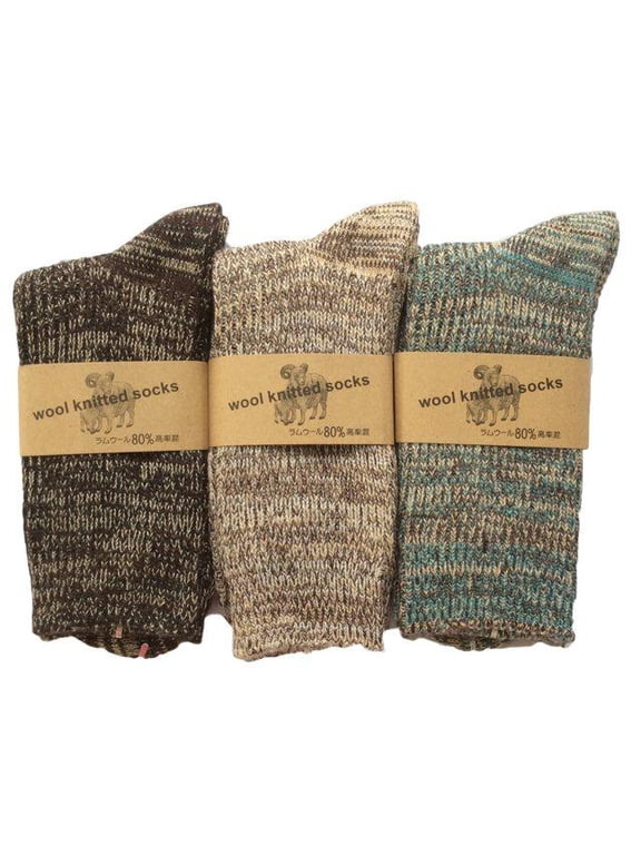 Men's 3 Pairs High Performance, Breathable, Lightweight Wool Crew Socks as Hiking & Running Socks Mixed Color Size 8-10