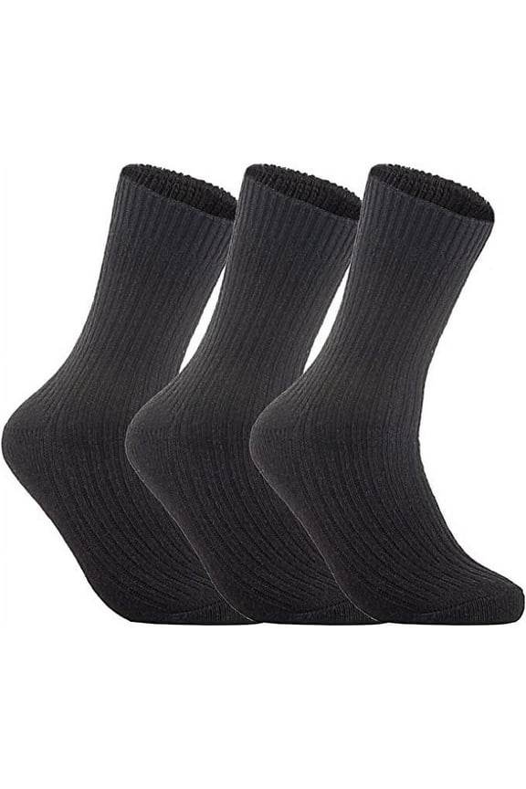 Men's 3 Pairs Wool Knitted Socks One Size 9-11 Black