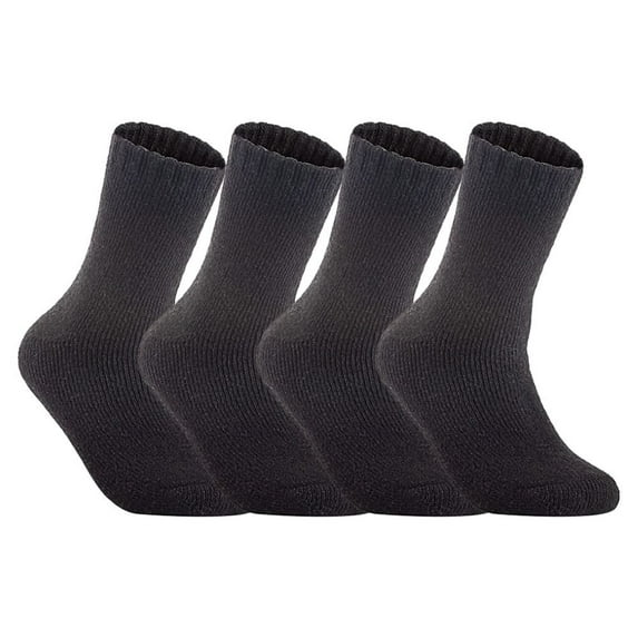 Men's 4 Pairs High Performance Wool Socks. Breathable & Lightweight Crew Socks as Hiking Socks & Running Socks Size 6-9Black