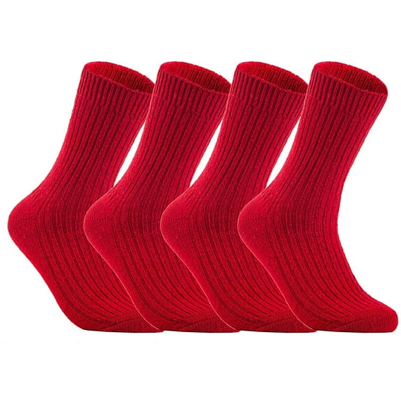 Lovely Annie Men's 4 Pairs Wool Socks One Size 7-9 Red