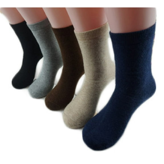 Lovely Annie Men's 5 Pairs Wool Blend Crew Blend Crew Socks Size 7-10(Assorted Plain)
