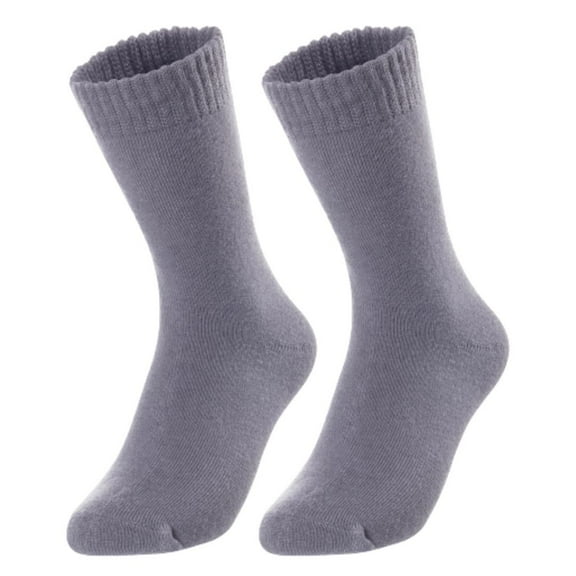 Lovely Annie Perfect Fit, and Cozy Men's 2 Pairs Wool Blend Crew Socks For Healthy Feet With A Wide WD Plain Size 6-9(Grey)