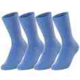 thumbnail image 1 of Lovely Annie Perfect Fit, and Cozy Women's 4 Pairs Wool Blend Crew Socks For Healthy Feet With A Wide WD Plain Size 6-9(Blue), 1 of 2